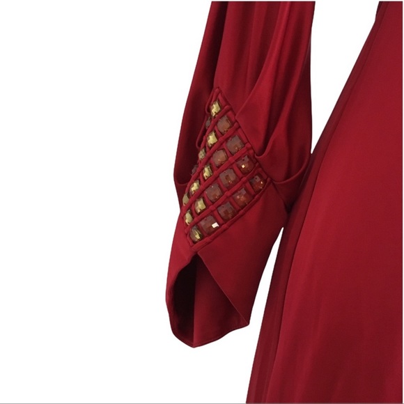 BCBG MAXazria red satin Rhinestone Dress xs - Picture 3 of 5